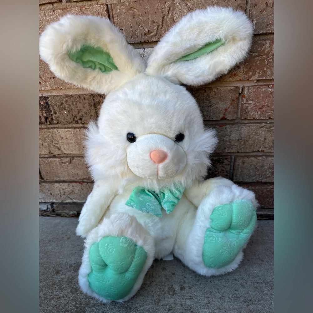 Best Made Toys 20” Large Fluffy White & Green Easter Bunny Rabbit Plush